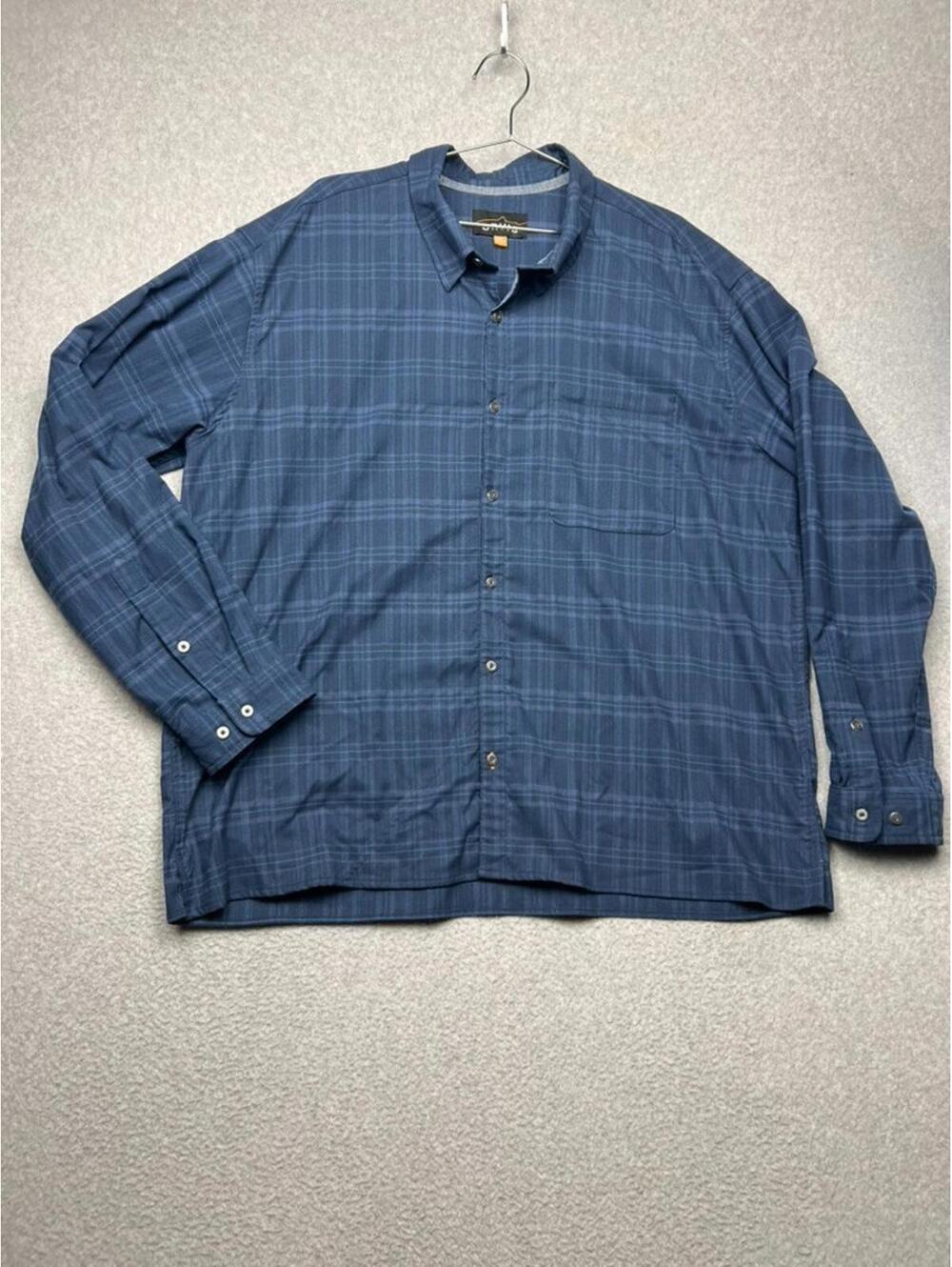 Orvis Shirt Mens XXL Blue Plaid Heavy Fleece Button Up Long Sleeve Classic Causa